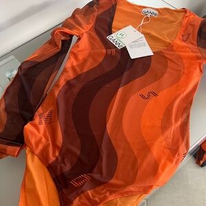 GANNI Orange Peel Logo Bodysuit